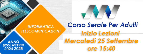 Corso Serale avvio lezioni 25 settembre 2024 - ore 15:40